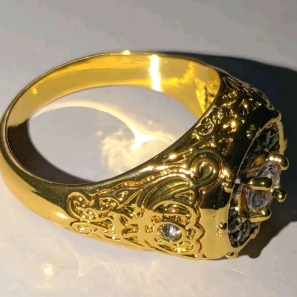 Mens 3ct Oval Cut Moissanite Band Ring 14k Yellow Gold Plated Sz 10